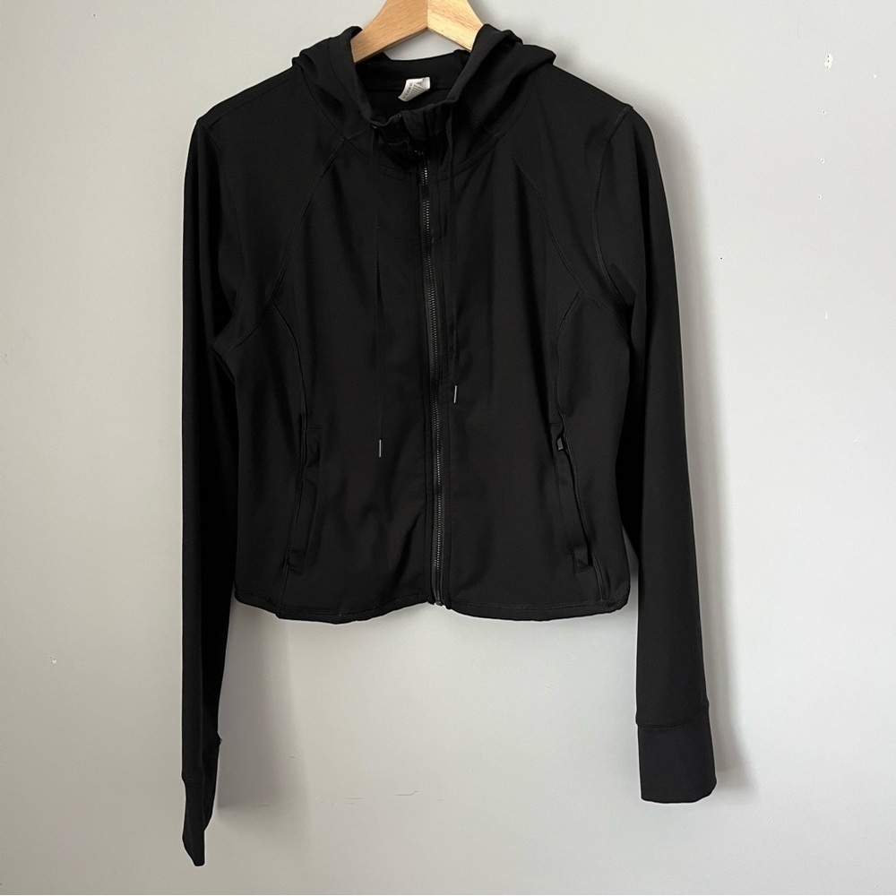 Yogalicious Lux Full Zip Hooded Crop Ink Black Athletic Jacket Size X-Large - Picture 2 of 16